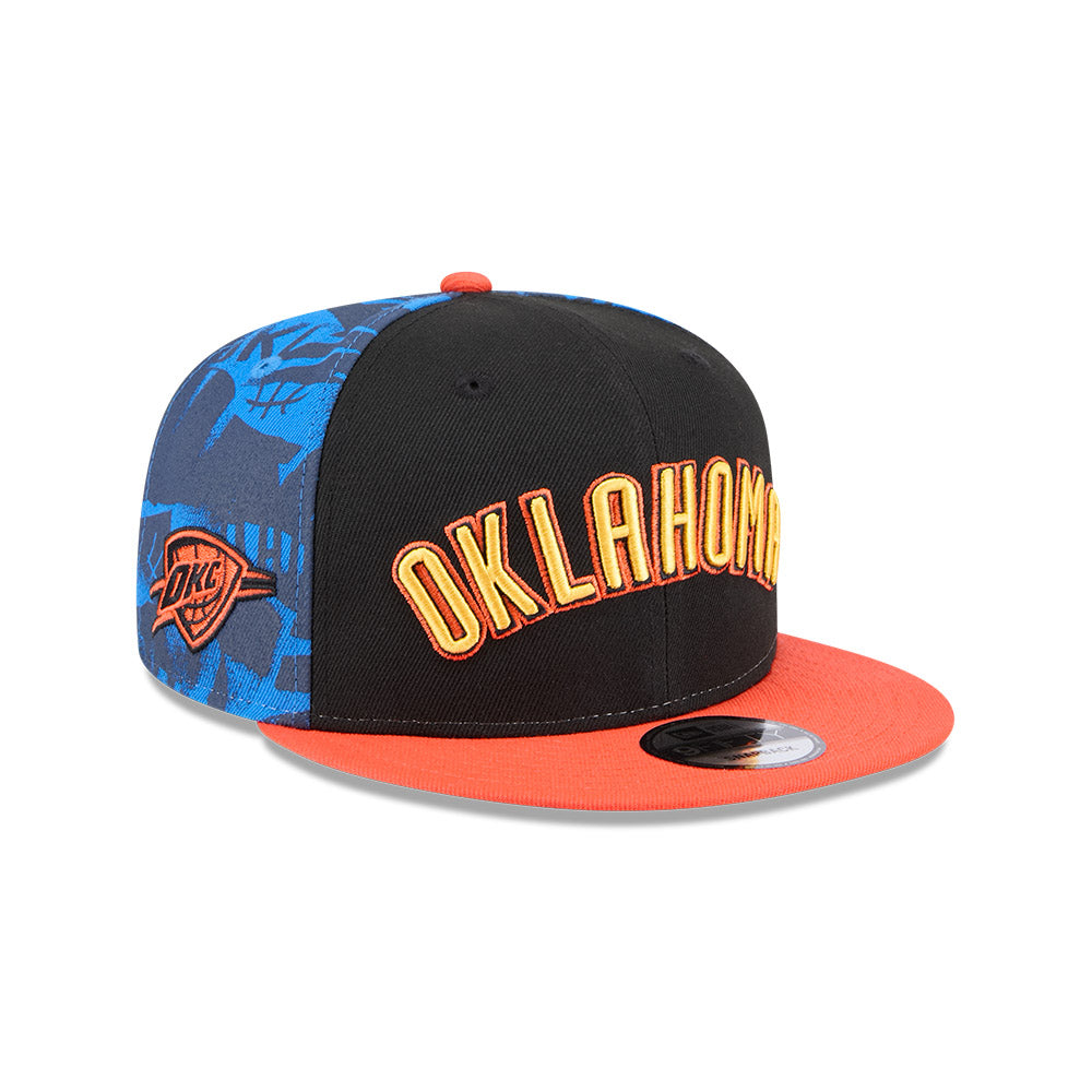 Oklahoma City Thunder Youth Kids Hat - JR NBA 2024-2025 City Edition Black Orange 9Fifty Snapback Cap - New Era